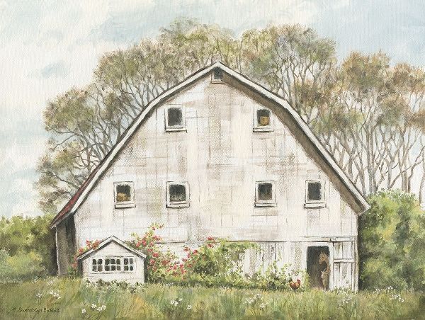 White Barn and Roses