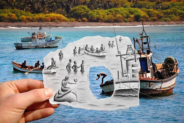 Heine, Ben 아티스트의 Pencil vs Camera - Boats and Swimmers작품입니다.