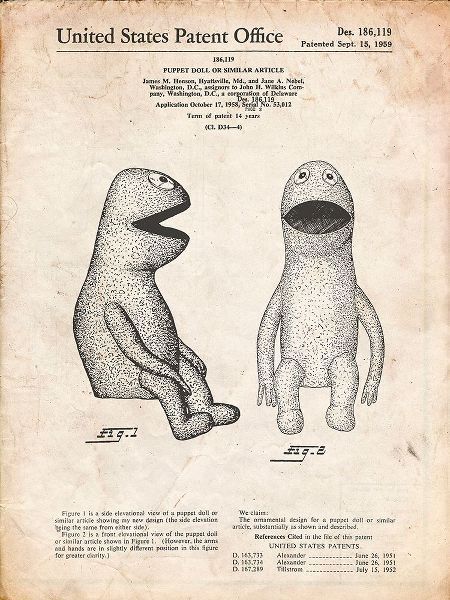 Borders, Cole 아티스트의 PP2-Vintage Parchment Wilkins Coffee Muppet Patent Poster작품입니다.