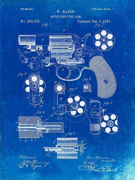 Borders, Cole 아티스트의 PP5-Faded Blueprint Colt M1889 Revolver Poster작품입니다.
