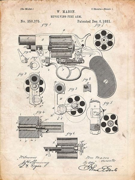 Borders, Cole 아티스트의 PP5-Vintage Parchment Colt M1889 Revolver Poster작품입니다.
