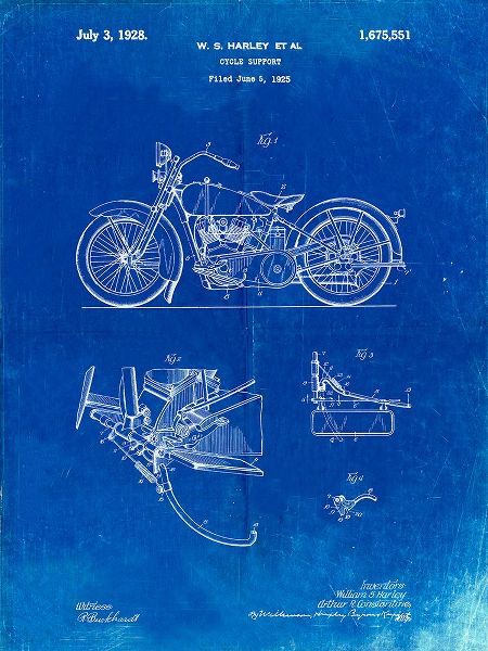Borders, Cole 아티스트의 PP10-Faded Blueprint Harley Davidson Model JD Patent Poster작품입니다.