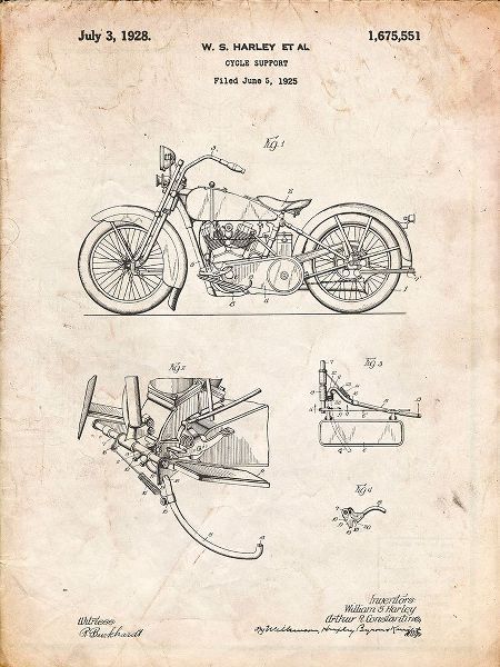 Borders, Cole 아티스트의 PP10-Vintage Parchment Harley Davidson Model JD Patent Poster작품입니다.