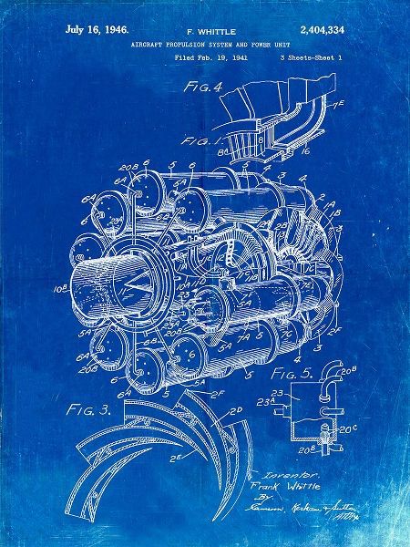 Borders, Cole 아티스트의 PP14-Faded Blueprint Jet Engine Patent Poster작품입니다.