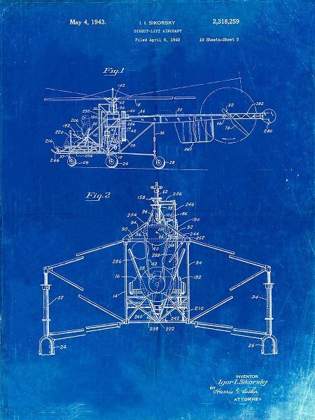 Borders, Cole 아티스트의 PP28-Faded Blueprint Sikorsky S-47 Helicopter Patent Poster작품입니다.