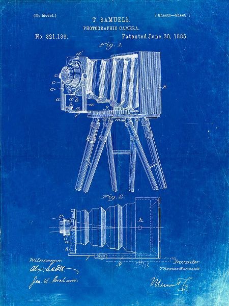 Borders, Cole 아티스트의 PP33-Faded Blueprint Iconic Photographic Camera 1885 Patent Poster작품입니다.
