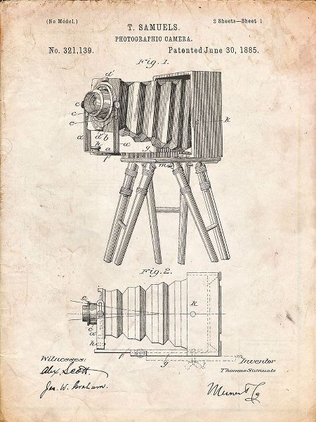 Borders, Cole 아티스트의 PP33-Vintage Parchment Iconic Photographic Camera 1885 Patent Poster작품입니다.