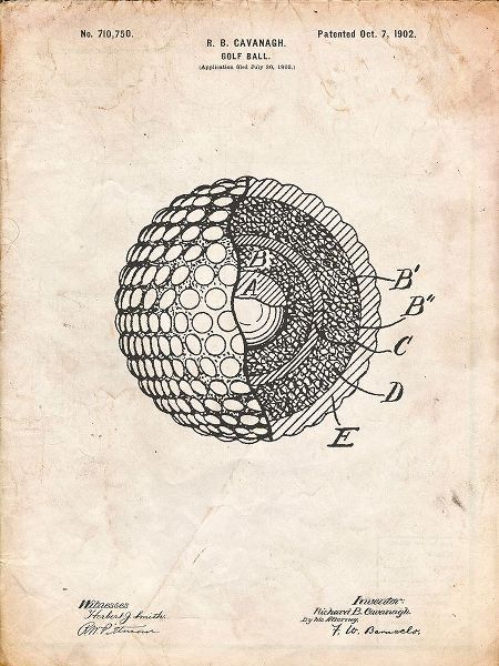 Borders, Cole 아티스트의 PP42-Vintage Parchment Golf Ball 1902 Patent Poster작품입니다.