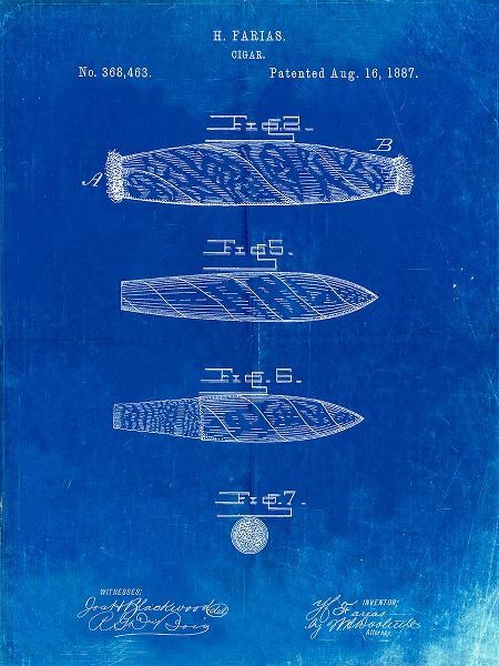 Borders, Cole 아티스트의 PP43-Faded Blueprint Cigar Tobacco Patent Poster작품입니다.