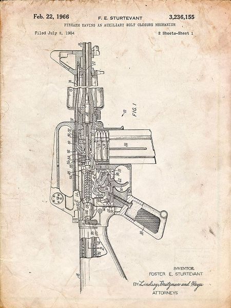 Borders, Cole 아티스트의 PP44-Vintage Parchment M-16 Rifle Patent Poster작품입니다.