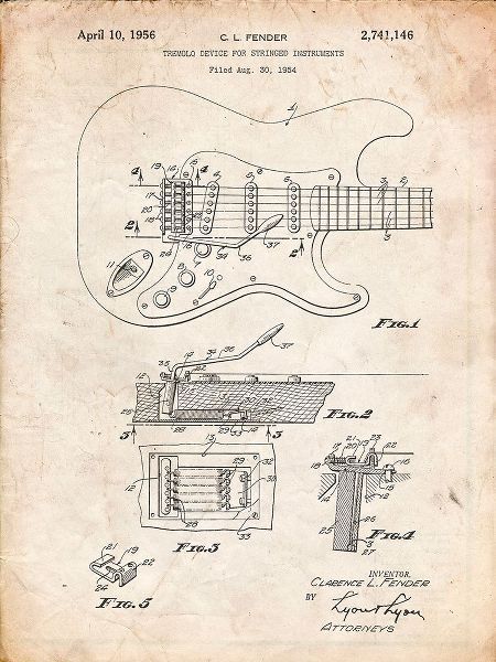 Borders, Cole 아티스트의 PP46-Vintage Parchment Fender Guitar Tremolo Poster작품입니다.