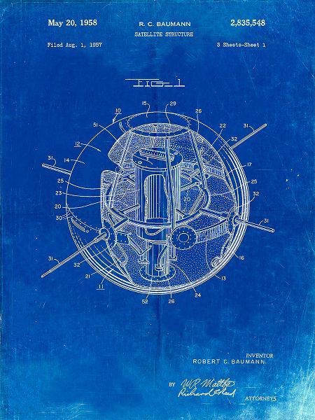 Borders, Cole 아티스트의 PP52-Faded Blueprint Earth Satellite Patent Poster작품입니다.
