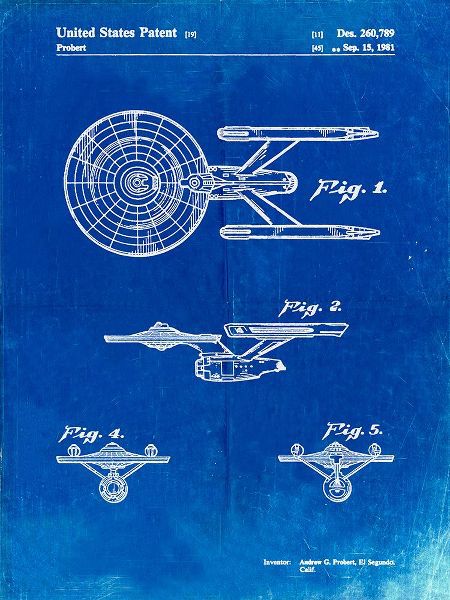 Borders, Cole 아티스트의 PP56-Faded Blueprint Starship Enterprise Patent Poster작품입니다.