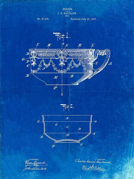 Borders, Cole 아티스트의 PP57-Faded Blueprint Haviland Demitasse Tea Cup Patent Poster작품입니다.
