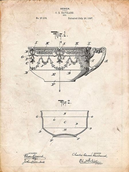 Borders, Cole 아티스트의 PP57-Vintage Parchment Haviland Demitasse Tea Cup Patent Poster작품입니다.