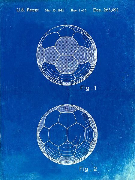 Borders, Cole 아티스트의 PP62-Faded Blueprint Leather Soccer Ball Patent Poster작품입니다.