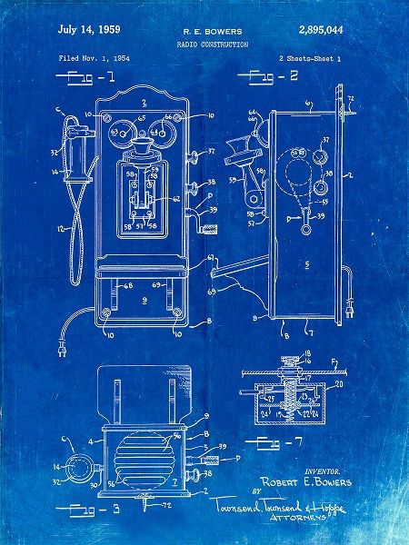 Borders, Cole 아티스트의 PP65-Faded Blueprint Wall Phone Patent Poster작품입니다.