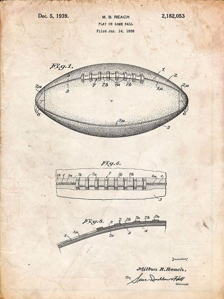 Borders, Cole 아티스트의 PP71-Vintage Parchment Football Game Ball Patent 작품입니다.