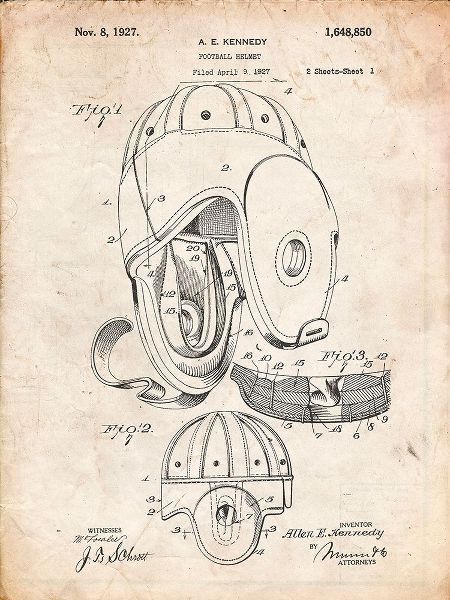 Borders, Cole 아티스트의 PP73-Vintage Parchment Football Leather Helmet 1927 Patent Poster작품입니다.