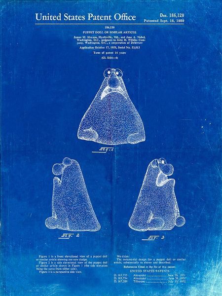 Borders, Cole 아티스트의 PP75-Faded Blueprint Wilkins Coffee (Wontkins) Muppet Patent Poster작품입니다.