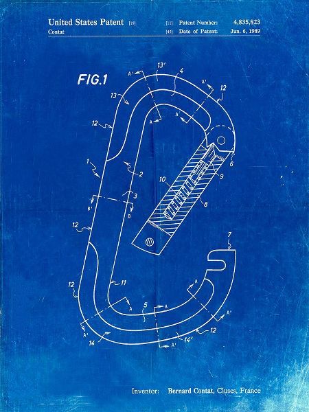 Borders, Cole 아티스트의 PP83-Faded Blueprint Oval Carabiner Patent Poster작품입니다.