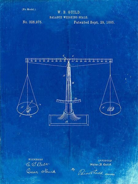 Borders, Cole 아티스트의 PP84-Faded Blueprint Scales of Justice Patent Poster작품입니다.