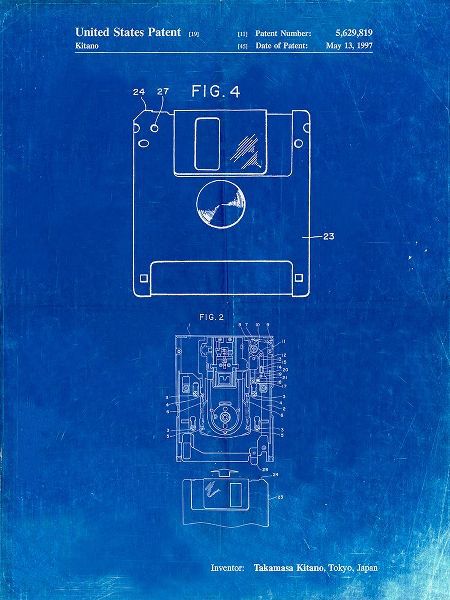 Borders, Cole 아티스트의 PP87-Faded Blueprint 3 1/2 Inch Floppy Disk Patent Poster작품입니다.