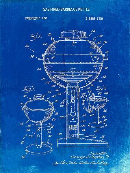 Borders, Cole 아티스트의 PP206-Faded Blueprint Webber Gas Grill 1972 Patent Poster작품입니다.