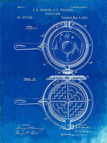 Borders, Cole 아티스트의 PP209-Faded Blueprint Waffle Iron Patent Poster작품입니다.