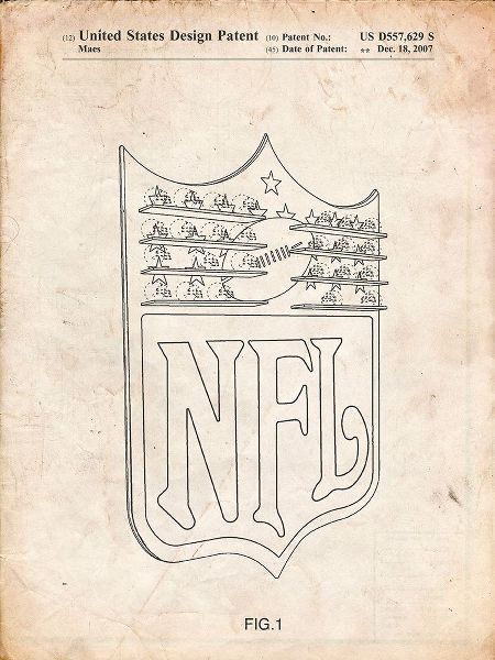 Borders, Cole 아티스트의 PP217-Vintage Parchment NFL Display Patent Poster작품입니다.