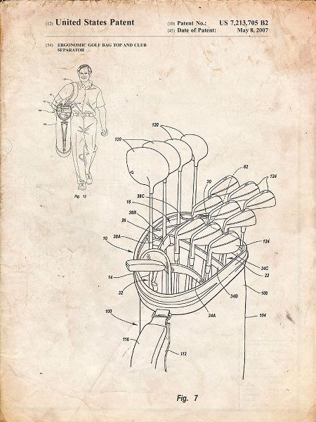 Borders, Cole 아티스트의 PP234-Vintage Parchment Golf Bag Patent Poster작품입니다.