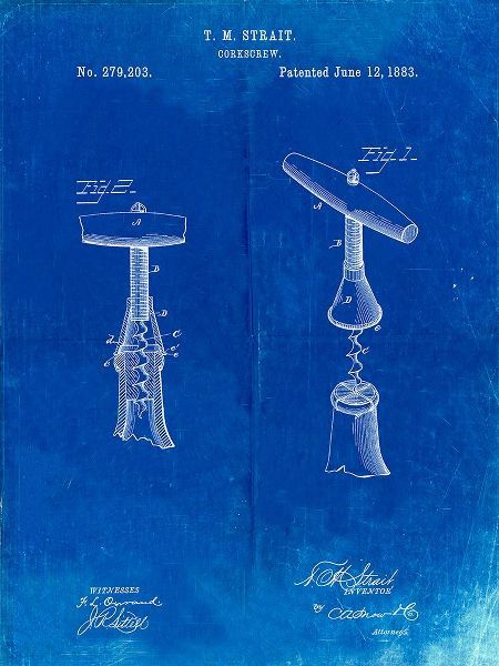 Borders, Cole 아티스트의 PP235-Faded Blueprint Corkscrew 1883 Patent Poster작품입니다.