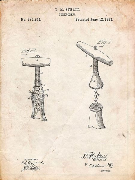 Borders, Cole 아티스트의 PP235-Vintage Parchment Corkscrew 1883 Patent Poster작품입니다.