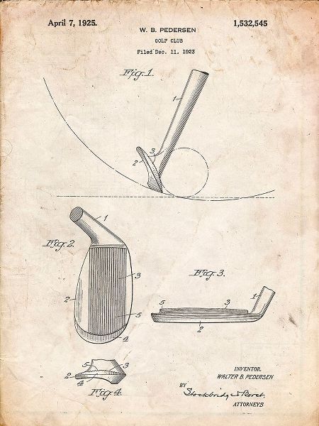 Borders, Cole 아티스트의 PP240-Vintage Parchment Golf Wedge 1923 Patent Poster작품입니다.