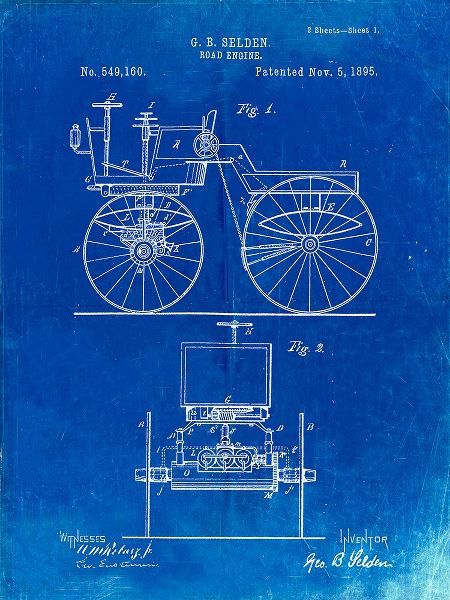 Borders, Cole 아티스트의 PP243-Faded Blueprint Motor Buggy 1895 Patent Print작품입니다.
