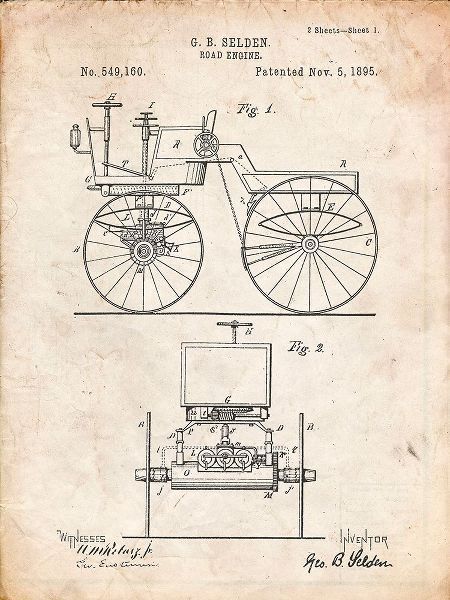 Borders, Cole 아티스트의 PP243-Vintage Parchment Motor Buggy 1895 Patent Print작품입니다.