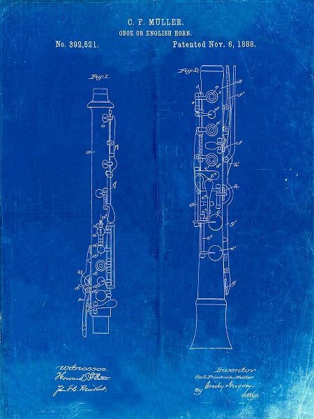 Borders, Cole 아티스트의 PP247-Faded Blueprint Oboe Patent Poster작품입니다.
