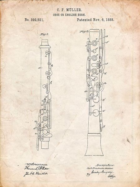 Borders, Cole 아티스트의 PP247-Vintage Parchment Oboe Patent Poster작품입니다.