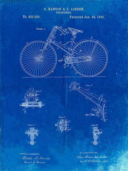 Borders, Cole 아티스트의 PP248-Faded Blueprint Bicycle 1890 Patent Poster작품입니다.
