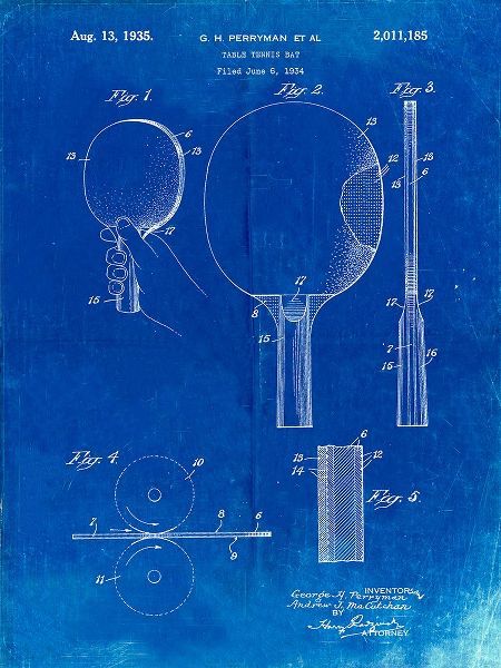 Borders, Cole 아티스트의 PP250-Faded Blueprint Ping Pong Paddle Patent Poster작품입니다.