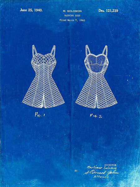 Borders, Cole 아티스트의 PP254-Faded Blueprint Bathing Suit Patent Poster작품입니다.