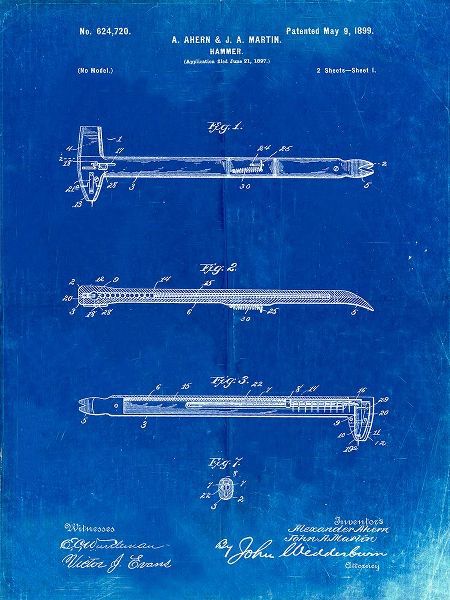 Borders, Cole 아티스트의 PP255-Faded Blueprint Dispensing Hammer Patent Poster작품입니다.
