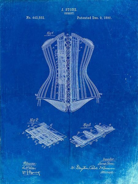 Borders, Cole 아티스트의 PP259-Faded Blueprint Corset Patent Poster작품입니다.