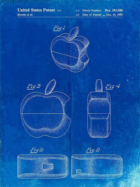 Borders, Cole 아티스트의 PP260-Faded Blueprint Apple Logo Flip Phone Patent Poster작품입니다.