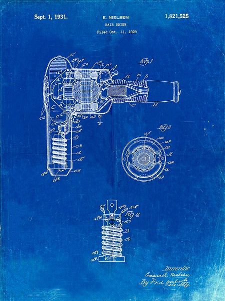 Borders, Cole 아티스트의 PP265-Faded Blueprint Vintage Hair Dryer Patent Poster작품입니다.