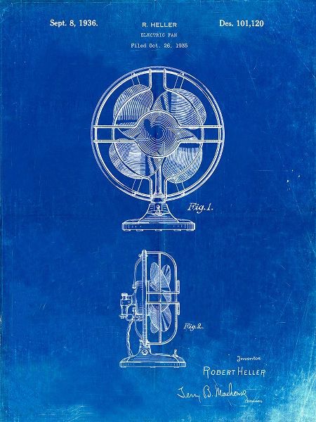 Borders, Cole 아티스트의 PP266-Faded Blueprint Table Fan Patent Poster작품입니다.