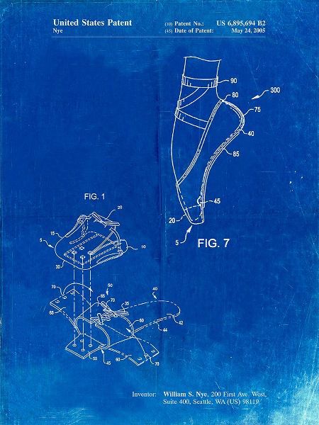 Borders, Cole 아티스트의 PP268-Faded Blueprint Ballet Shoe Patent Poster작품입니다.