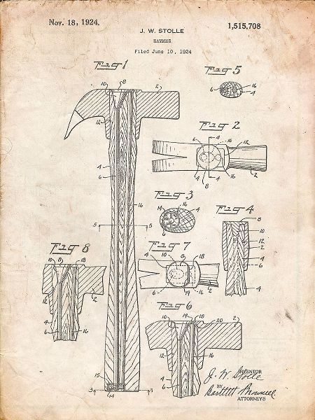 Borders, Cole 아티스트의 PP275-Vintage Parchment Claw Hammer Patent Poster작품입니다.