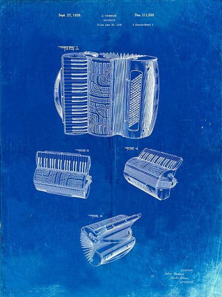 Borders, Cole 아티스트의 PP283-Faded Blueprint Accordion Patent Poster작품입니다.