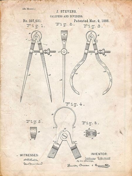Borders, Cole 아티스트의 PP285-Vintage Parchment Calipers and Dividers Patent Poster작품입니다.
